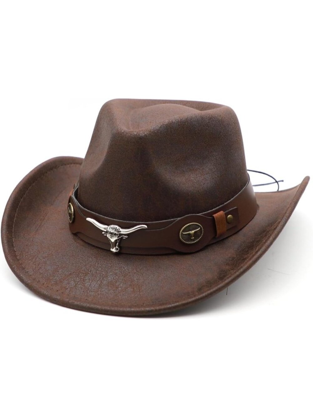 Unisex Vintage Coffee Wide Brim Felt Buckle Fedora Country Western Cowboy Hat